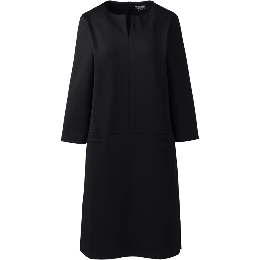Women's Ponte 34 Sleeve Split Neck Shift Dress