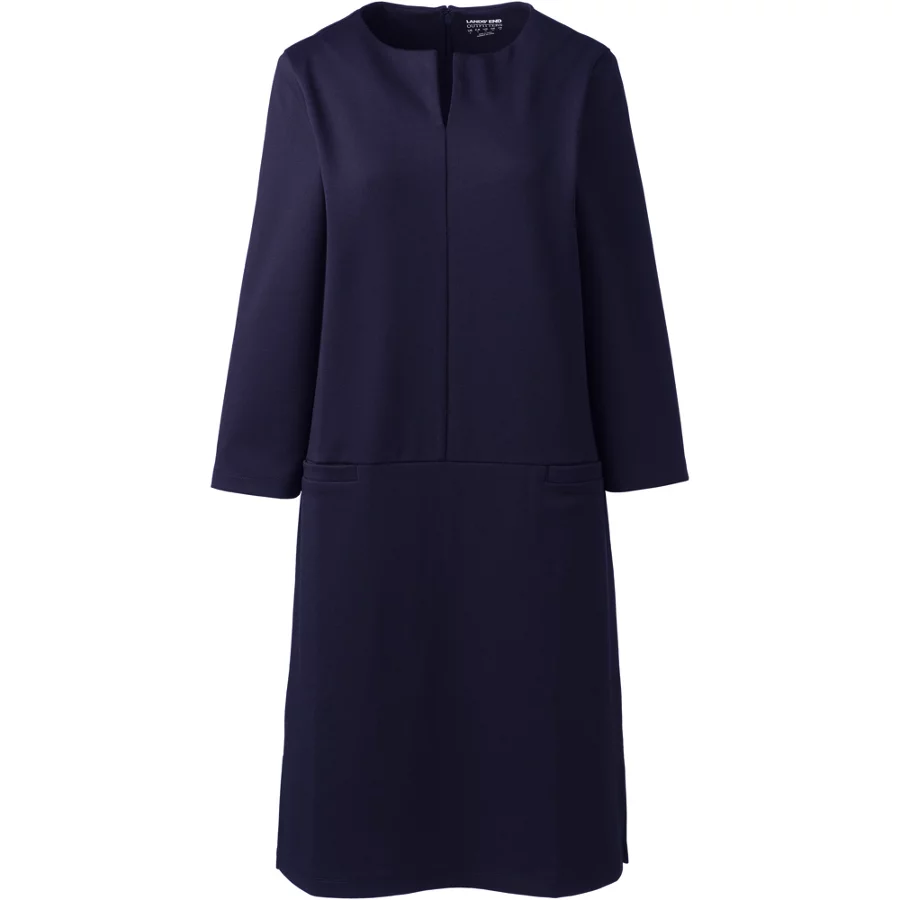 Women's Ponte 34 Sleeve Split Neck Shift Dress view 1