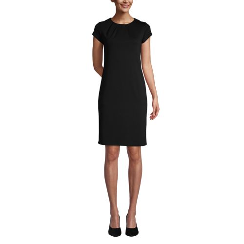 short sleeve v neck black dress