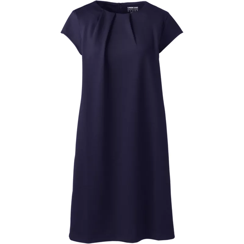Women's Petite Short Sleeve Ponte Dress, Front