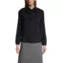 Womens Petite Polyester Crepe Long Sleeve Tie Neck Popover Blouse, Front