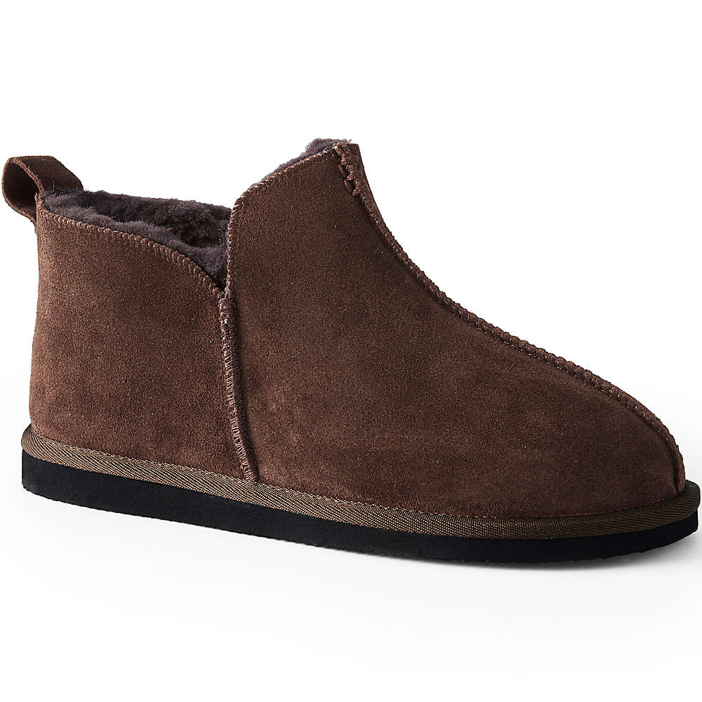 Men's Suede Leather Fuzzy Shearling Bootie Slippers, alternative image