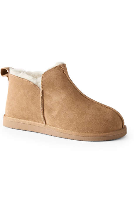 Men's Suede Leather Shearling Bootie Slippers