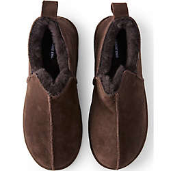 Men's Suede Leather Fuzzy Shearling Bootie Slippers, Front