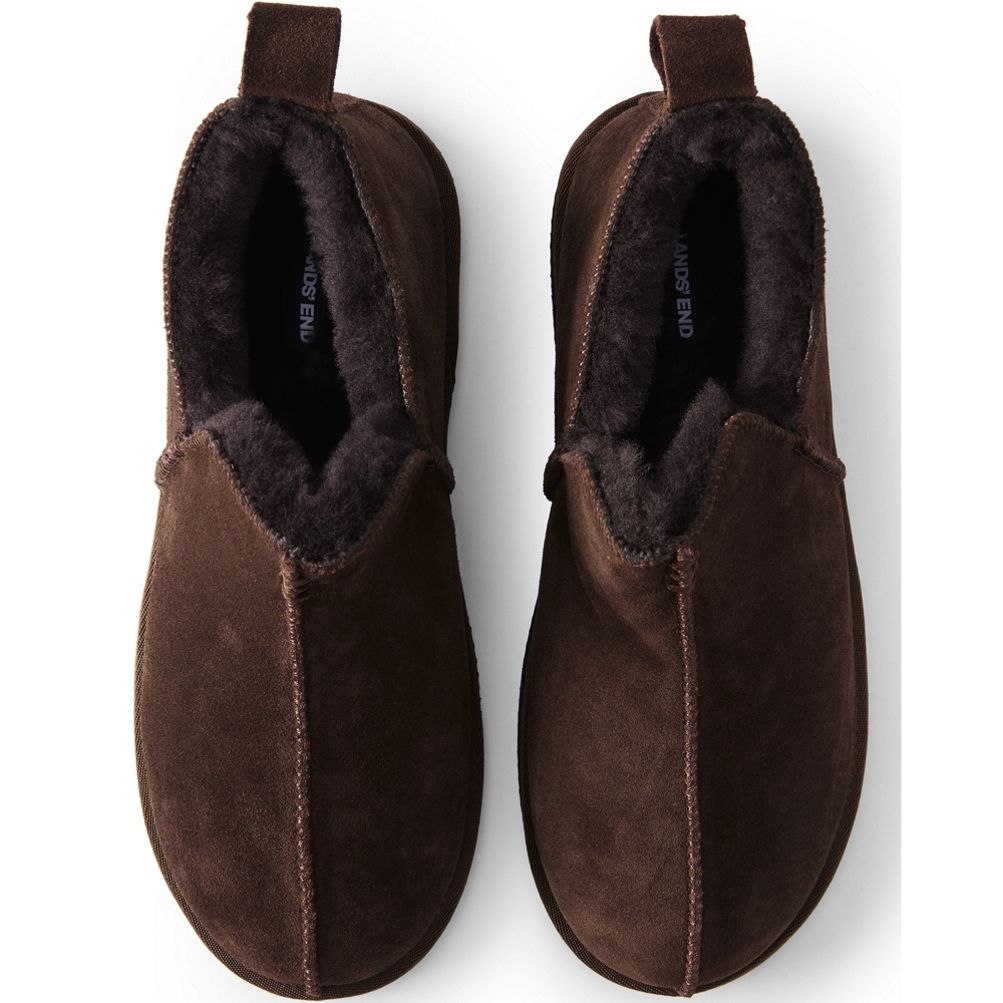 Men s Suede Leather Fuzzy Shearling Bootie Slippers