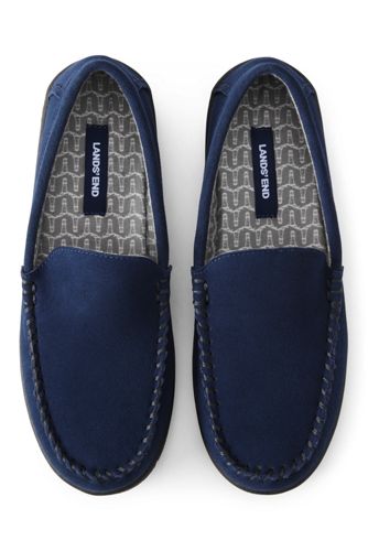 Men's Flannel Lined Suede Moccasin Slippers