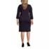 Women's Plus Size Ponte 3/4 Sleeve Split Neck Shift Dress, Back