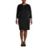 Women's Plus Size Ponte 3/4 Sleeve Split Neck Shift Dress, Front