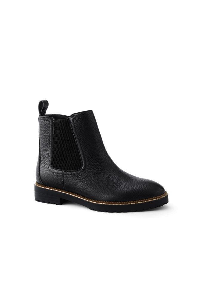 Lands' EndWomen's Suede Leather Side Zip Flat Chelsea Boots Lands