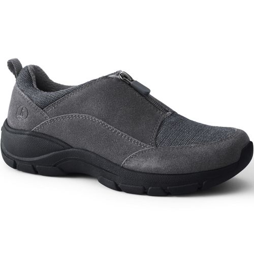 Women's All Weather Insulated Suede Leather Zip Moc Shoes | Lands' End