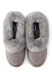 Women's Suede Fuzzy Shearling Embroidered Slippers, Front