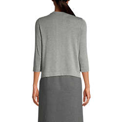 Women's Cotton Modal 3/4 Sleeve Novelty Stitch Trim Cardigan Sweater, Back