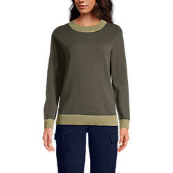 Women's Fine Gauge Cotton Crewneck Sweater, Front