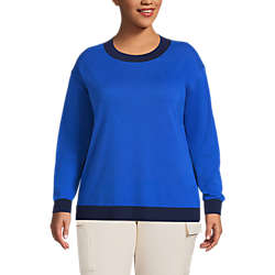 Women's Plus Size Fine Gauge Cotton Crewneck Sweater, Front