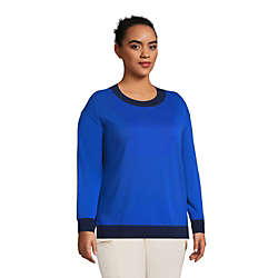Women's Plus Size Fine Gauge Cotton Crewneck Sweater, alternative image