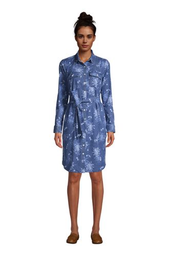 women's long sleeve denim shirt dress