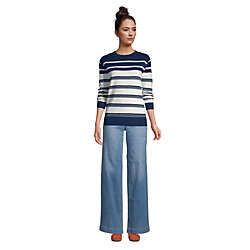 Women's Fine Gauge Cotton Crewneck Sweater - Founders Stripe, alternative image