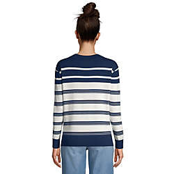 Women's Fine Gauge Cotton Crewneck Sweater - Founders Stripe, Back