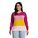 Women's Plus Size Fine Gauge Cotton Crewneck Sweater - Stripe, Front