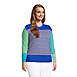 Women's Plus Size Fine Gauge Cotton Crewneck Sweater - Stripe, alternative image