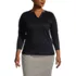 School Uniform Women's Plus Size Supima Micro Modal 3/4 Sleeve Notch Neck Top, Front