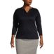 School Uniform Women's Plus Size Supima Micro Modal 3/4 Sleeve Notch Neck Top, Front