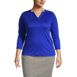 School Uniform Women's Plus Size Supima Micro Modal 3/4 Sleeve Notch Neck Top, Front