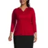 School Uniform Women's Plus Size Supima Micro Modal 3/4 Sleeve Notch Neck Top, Front