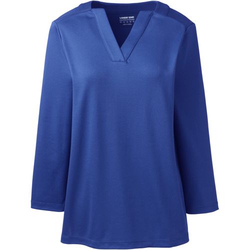 Women's Supima Micro Modal Three Quarter Sleeve Notch Neck Top