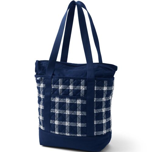 Top Handle Blue Red White Checkers Tote Water Resistant 