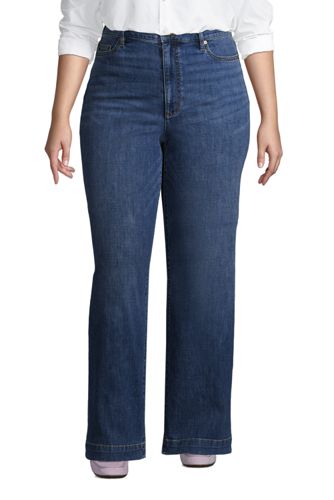 wide leg blue jean pants