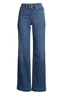 Women's High Rise Wide Leg Blue Jeans, Front