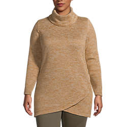 Women's Plus Size Sweater Fleece Tunic Cowl Neck Pullover, Front