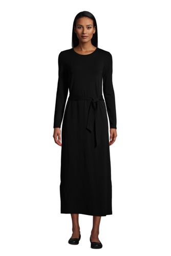belted maxi dress with sleeves
