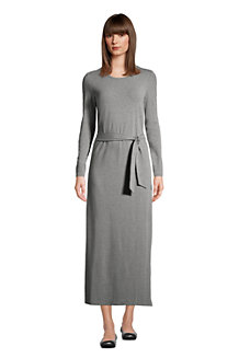 Women's Cotton Modal Long Sleeve Belted Maxi Dress