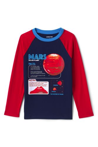 red and blue graphic shirt