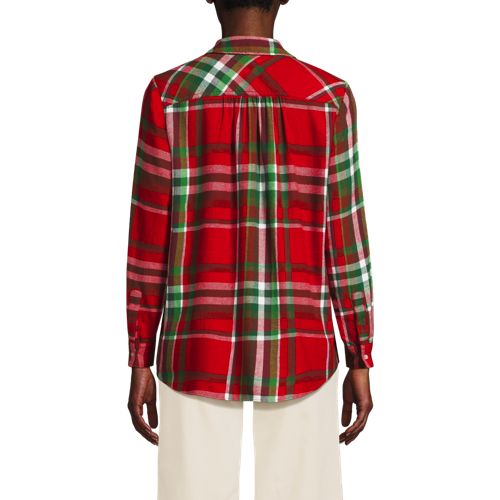 Flannel Boyfriend Long Sleeve Shirt, Back