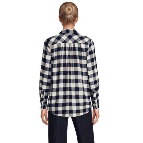 Ivory Latte/Navy Buffalo Plaid
