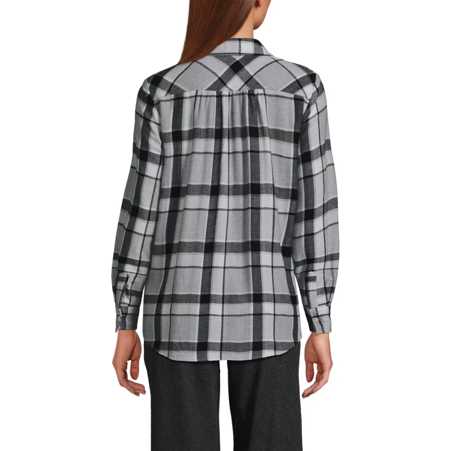 Women's Flannel Boyfriend Fit Long Sleeve Shirt view 1