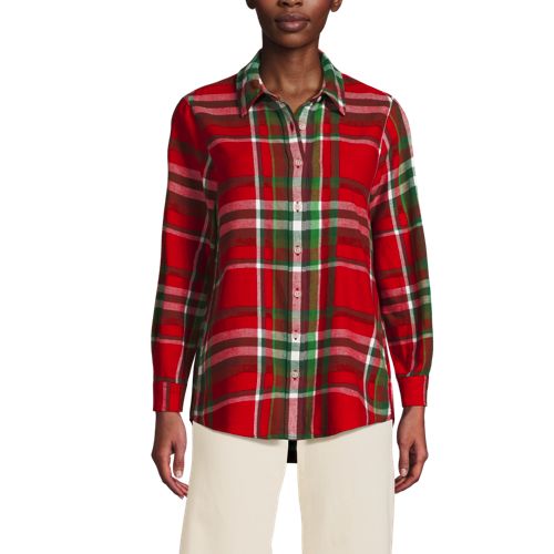 Flannel Boyfriend Long Sleeve Shirt, Front