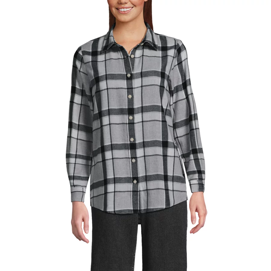 Women's Flannel Boyfriend Fit Long Sleeve Shirt view 2