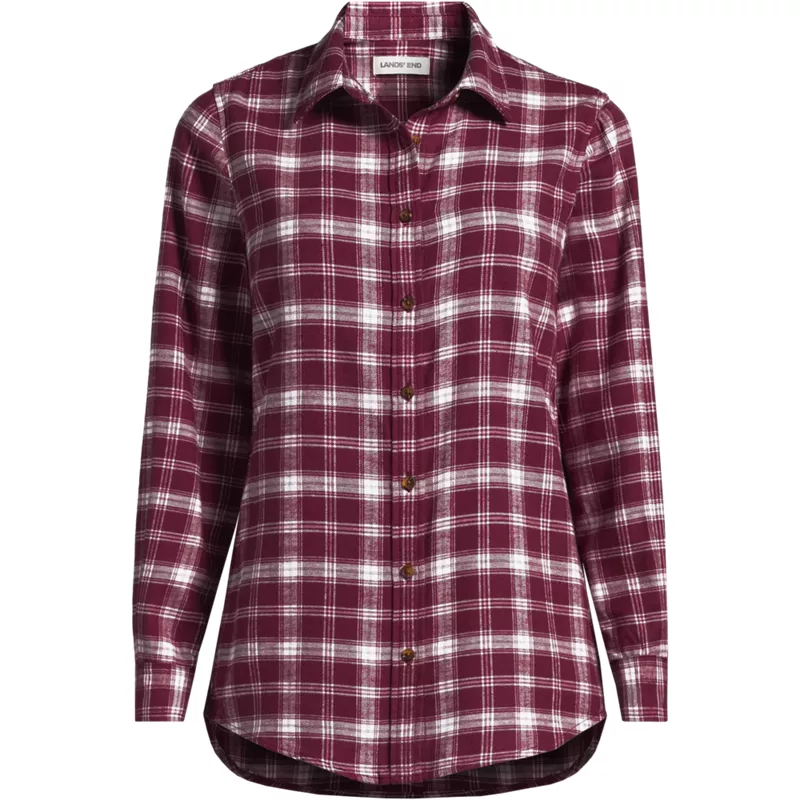 Flannel Boyfriend Long Sleeve Shirt, Front