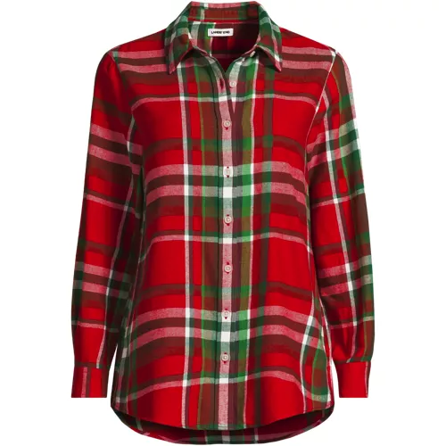Flannel Boyfriend Long Sleeve Shirt, Front
