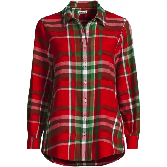Women's Flannel Boyfriend Fit Long Sleeve Shirt - primary