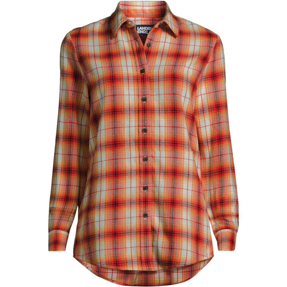 Flannel Boyfriend Long Sleeve Shirt Lands' End