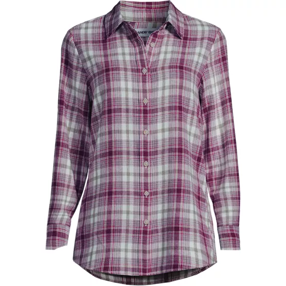 Women's Flannel Boyfriend Fit Long Sleeve Shirt - primary