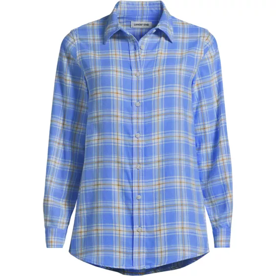 Plus Size Flannel Boyfriend Long Sleeve Shirt - primary