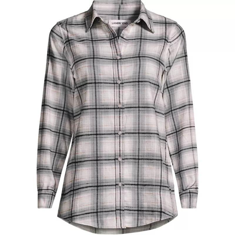 Flannel Boyfriend Long Sleeve Shirt, Front