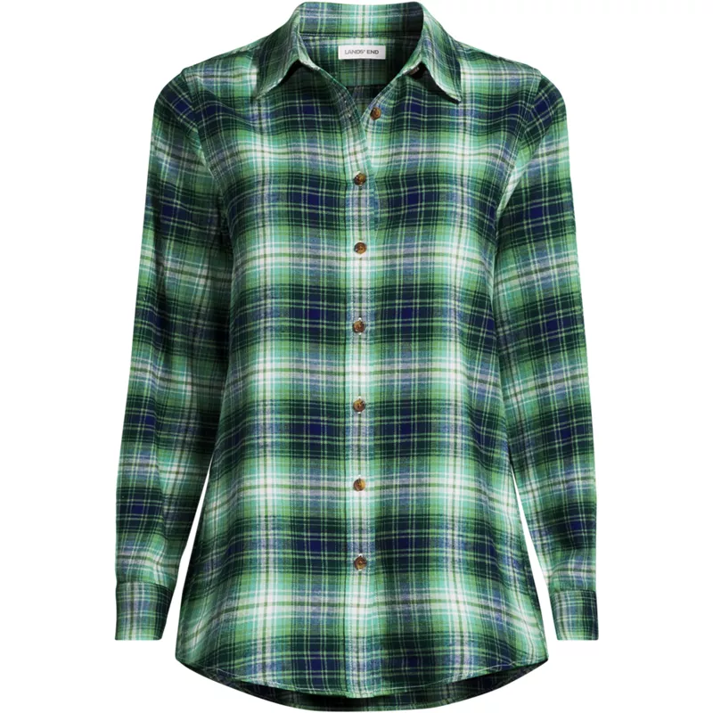 Flannel Boyfriend Long Sleeve Shirt, Front