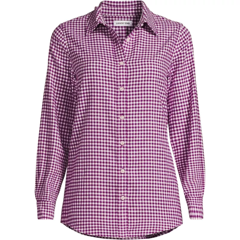 Flannel Boyfriend Long Sleeve Shirt, Front